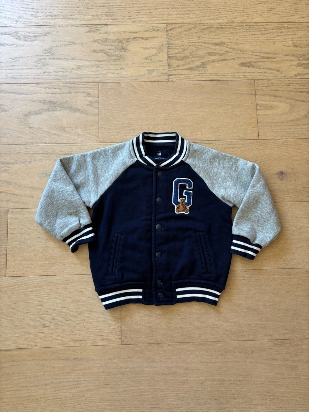 Gap toddler navy grey bomber jacket, size 3Y
